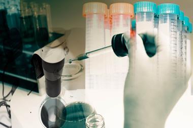 Science laboratory test tubes and a laboratory equipment to do testing in chemical engineering. Modern laboratory with chemical tube concept.
