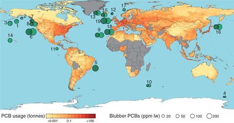 Global Overview of PCB Concentrations in Killer Whale (ppm, parts per million)